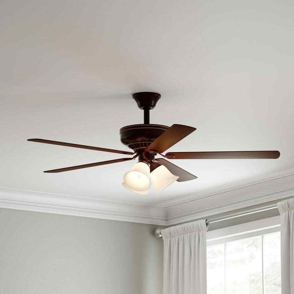 Hampton Bay Campbell 52 in. Indoor LED Bronze Ceiling Fan w/ Light and remote