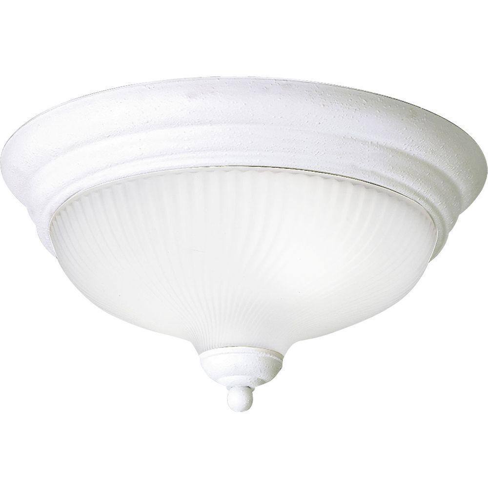 Progress Lighting 12.75 in. Swirled Glass 2-Light White LED Flush Mount