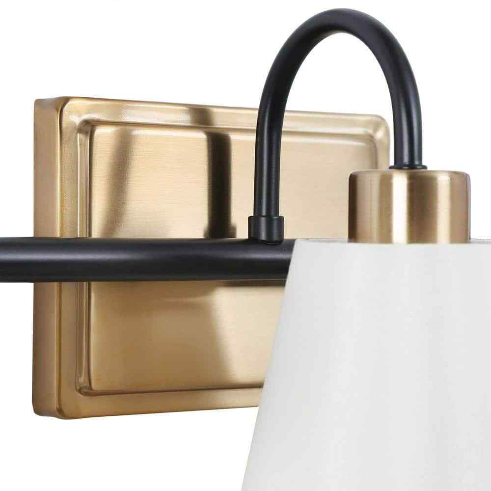 LNC Modern Classic 28 in. W 4-Light Plated Brass and Black tLinear Vanity Light