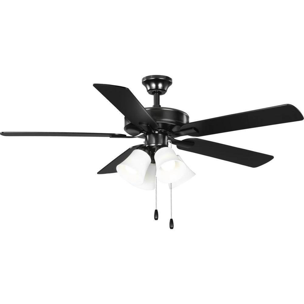 Progress Lighting AirPro 52 in. Black 5-Blade AC Motor Transitional Ceiling Fan