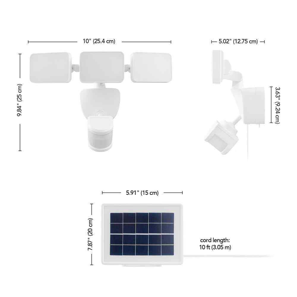 Defiant 180-Degree White Motion Activated Solar LED Security Flood Light