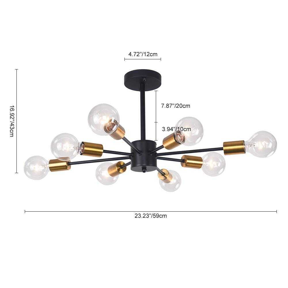 RRTYO Taraji 24.01 in. 8-Light Semi Black and Gold Semi-Flush Mount