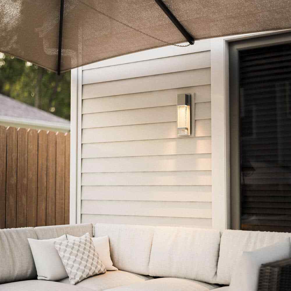 Hampton Bay Caroline Modern 1-Light Silver LED Outdoor Wall Lantern Sconce