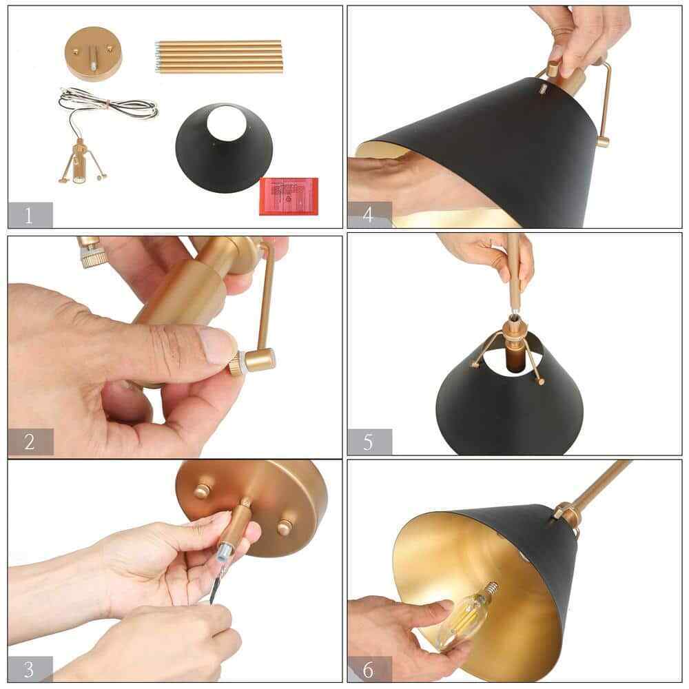 Uolfin Modern Farmhouse Dome Kitchen Island Pendant Lighting Taine 1-Light Black