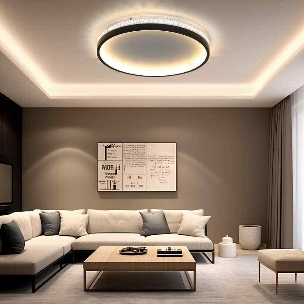 TOZING 16 in. Modern Black Dimmable Integrated LED Flush Mount Ceiling Light