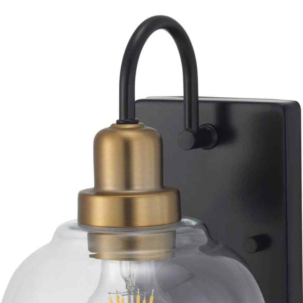 Home Decorators Halyn 4.5 in. 1-Light Matte Black Indoor Wall Sconce