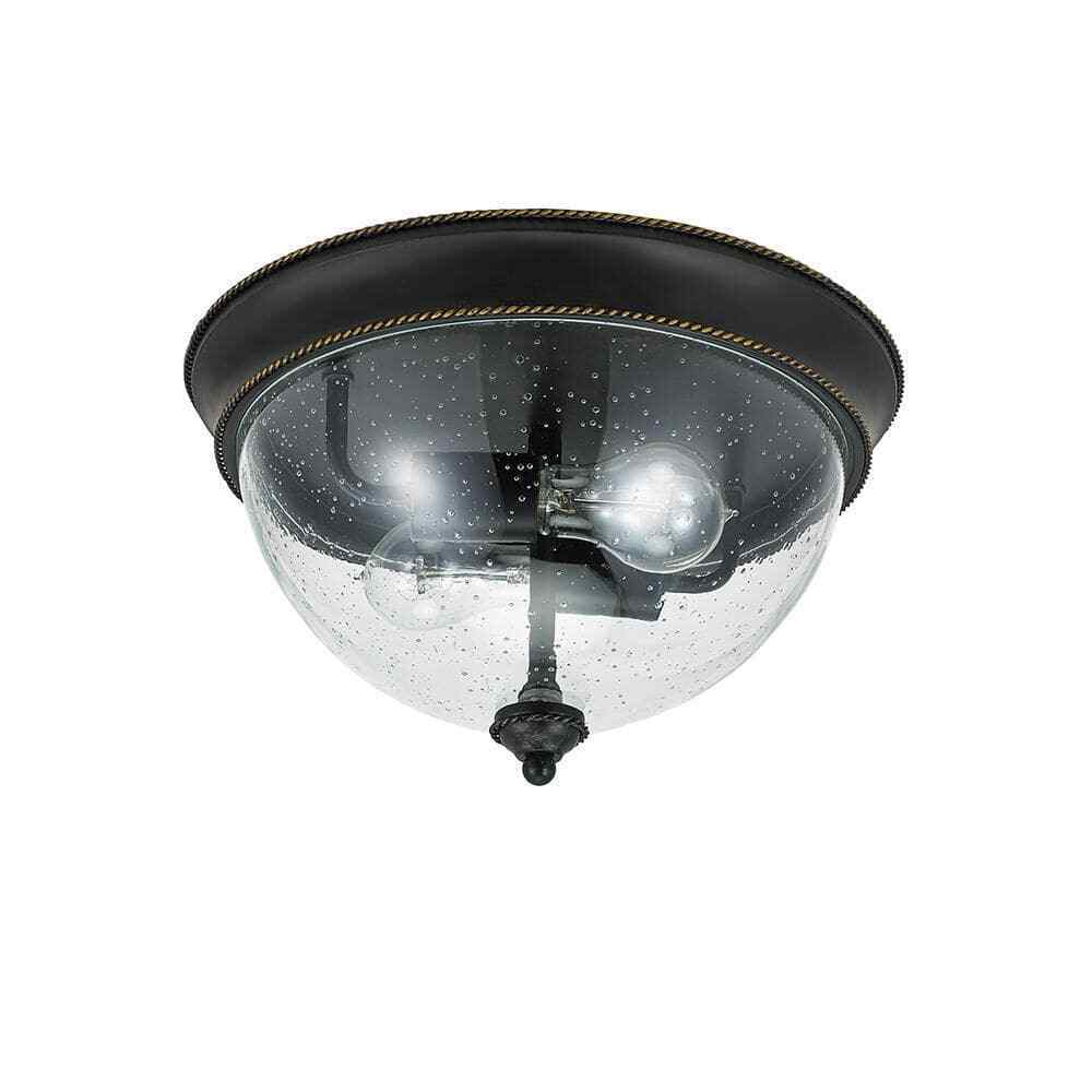 Hampton Bay 2-Light 13 in. Bronze Flush Mount Ceiling Light