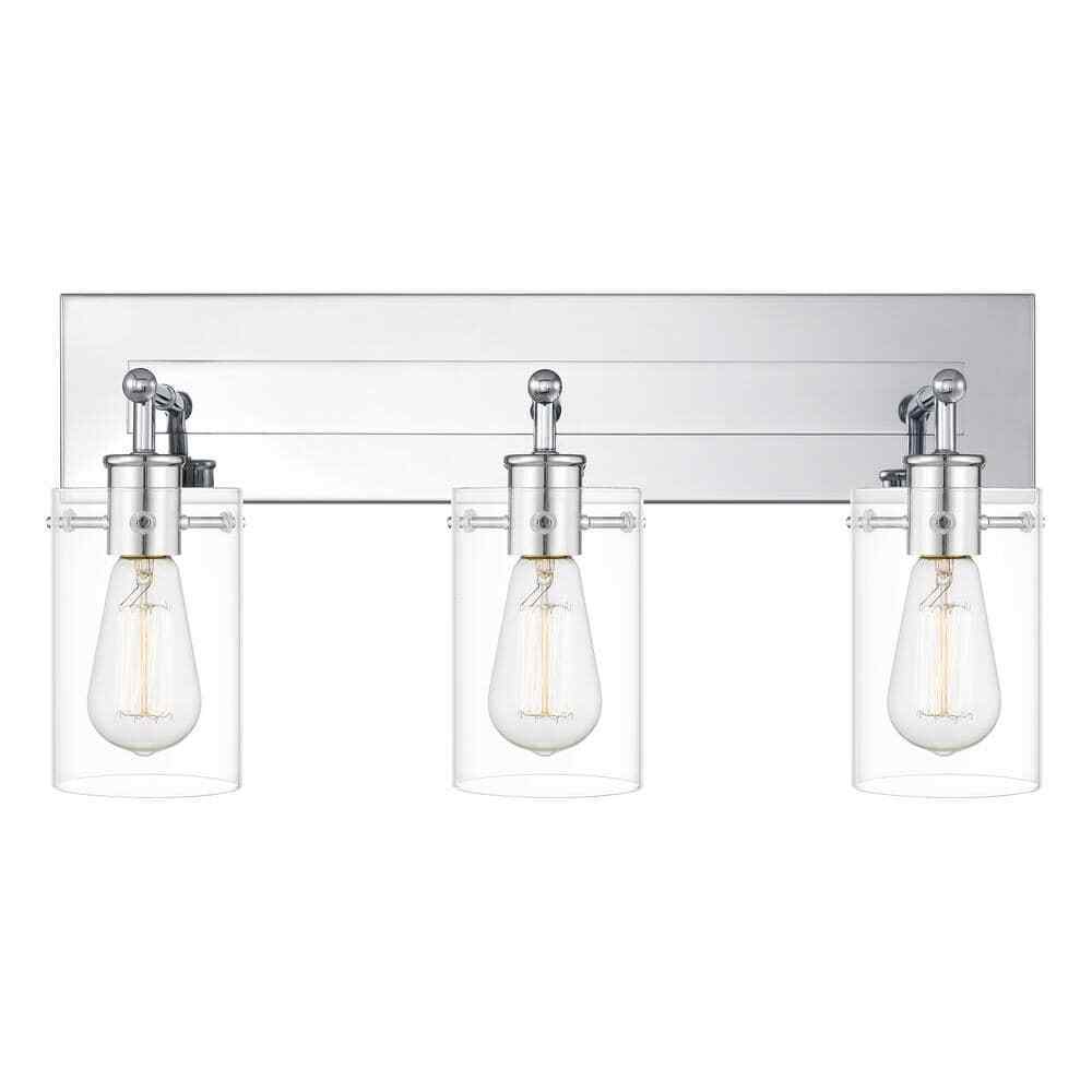 Hampton Bay Regan 21 in. 3-Light Chrome Vanity Light w/ Clear Glass Shades