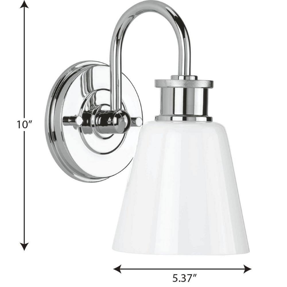 Progress Lighting Ashford Polished Chrome Opal Glass Farmhouse Wall Light
