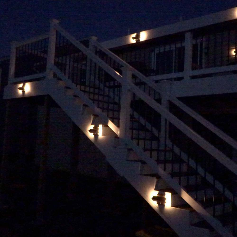 GAMA SONIC Black Outdoor Solar Warm White LED Motion Sensing Security Light