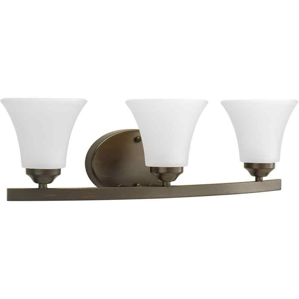 Progress Lighting Adorn 3-Light Antique Bronze Etched Glass Vanity Light