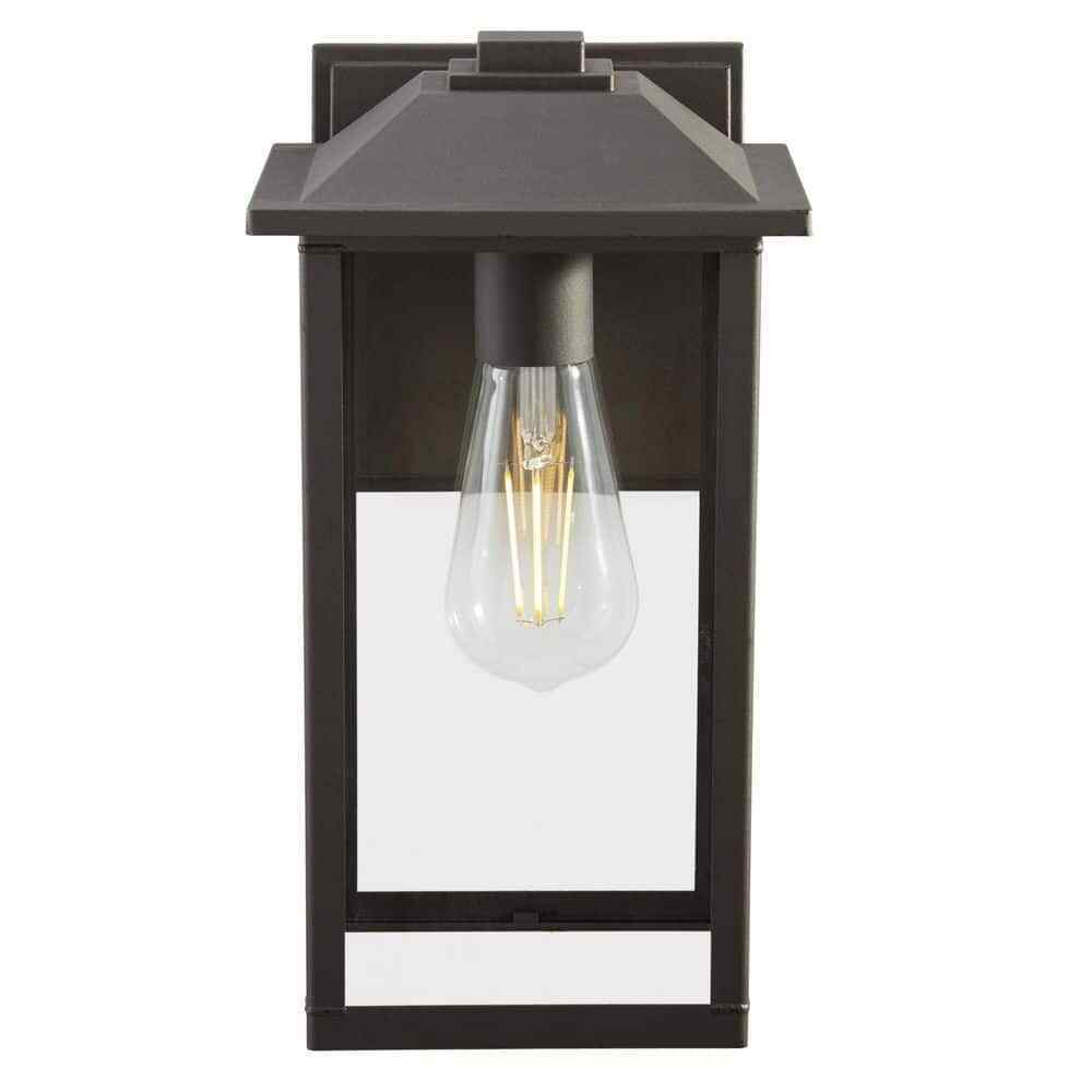 12 in. Bronze Hardwired Classic Outdoor Wall Lantern Sconce with Clear Glass