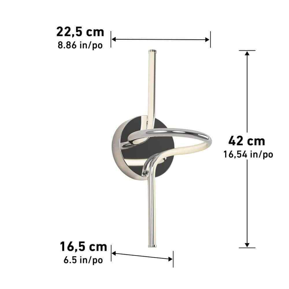 Artika Swirl Mini 8.9 in. 1-Light Chrome Modern Dimmable LED 3 CCT Wall Sconce
