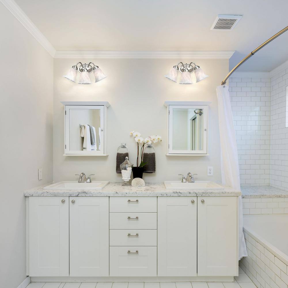 Volume Lighting Indoor Brushed Nickel Bath Vanity Light Glass Bell Shades