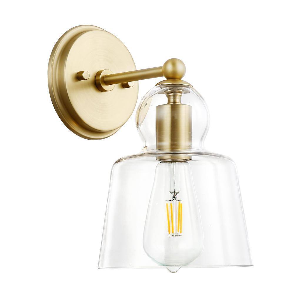Light Society Riis 5 in. Brushed Brass/Clear Wall Sconce
