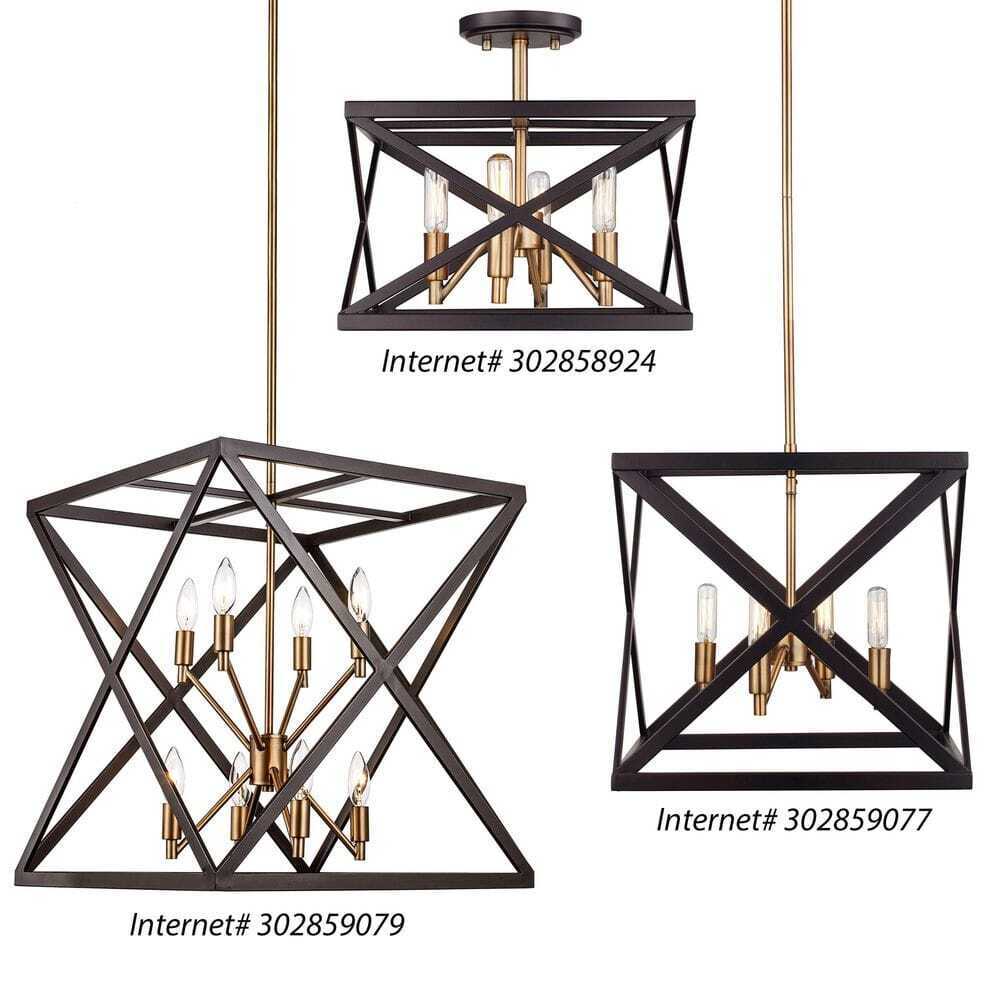 Bel Air Lighting Ackerman 4-Light Oil Rubbed Bronze Antique Brass Pendant Light