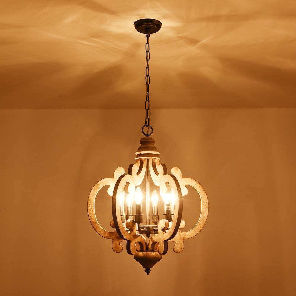 Bella Depot 6-Light Weathered Wood Cottage Chic Crown Chandelier