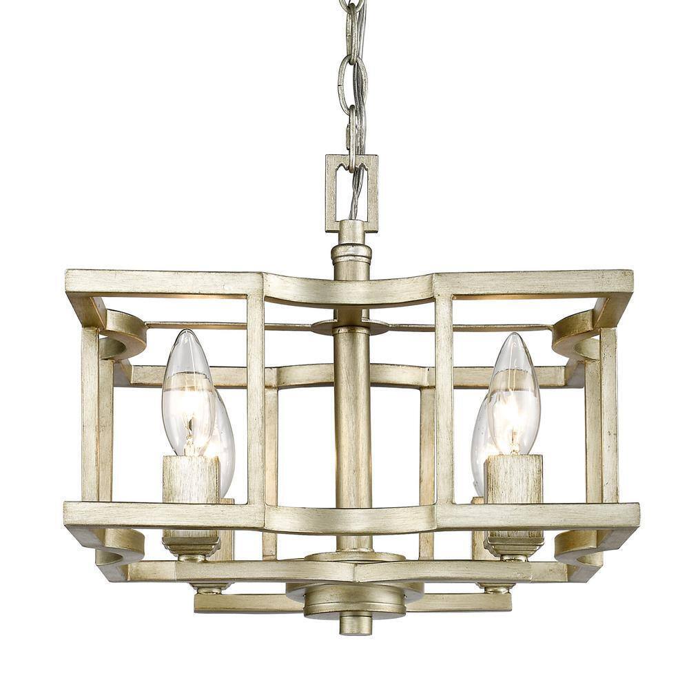Golden Lighting Bellare 4-Light White Gold Semi-Flush Mount 7151-SF WG