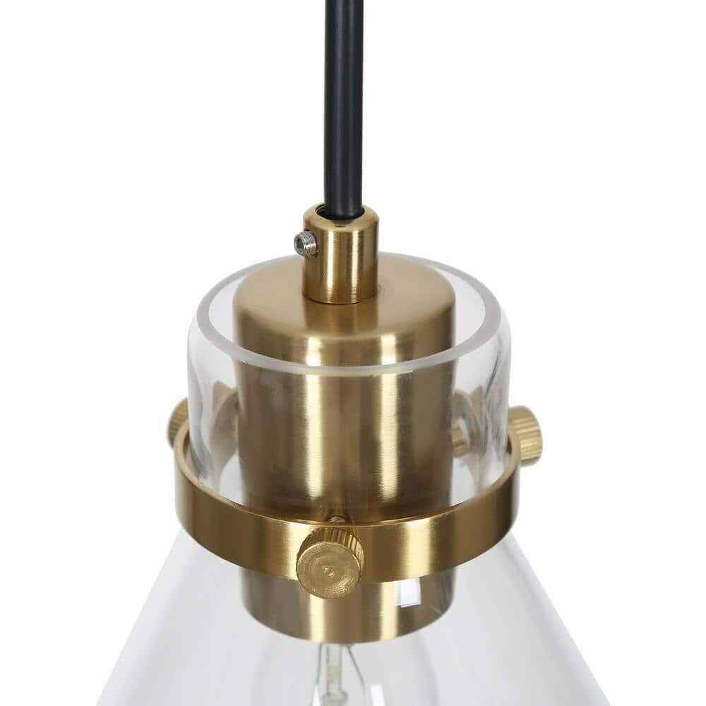 Uolfin Modern Teardrop Kitchen Island 1-Light Black and Brass Pendant Light