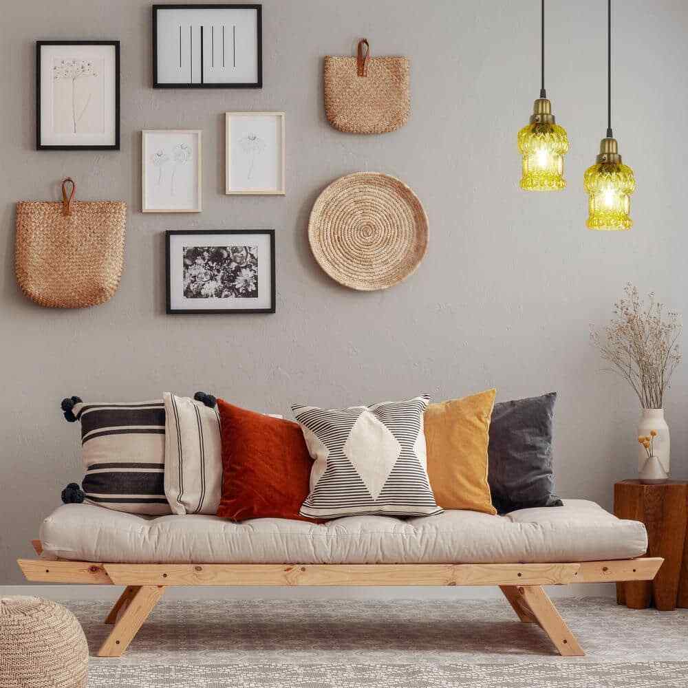 River of Goods Diane 1-Light Gold Textured Shaded Glass Cylinder Pendant Light