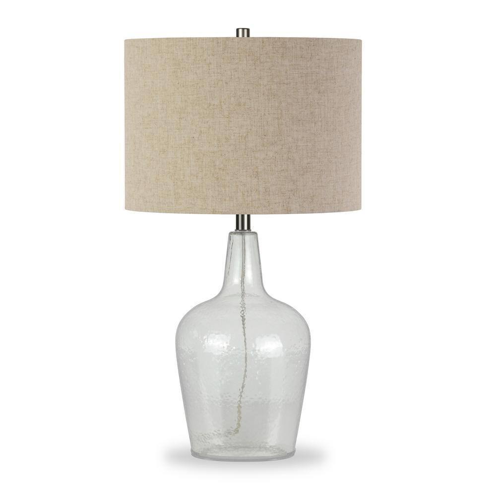 Meyer&Cross Malva 26 in. Polished Nickel Table Lamp with Seeded Glass Shade