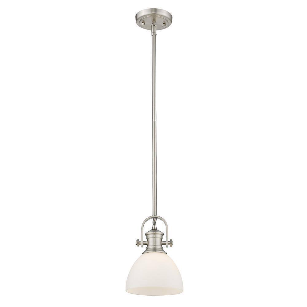 Golden Lighting Hines 1-Light Pewter Mini Pendant with Opal Glass 3118-M1L PW-OP