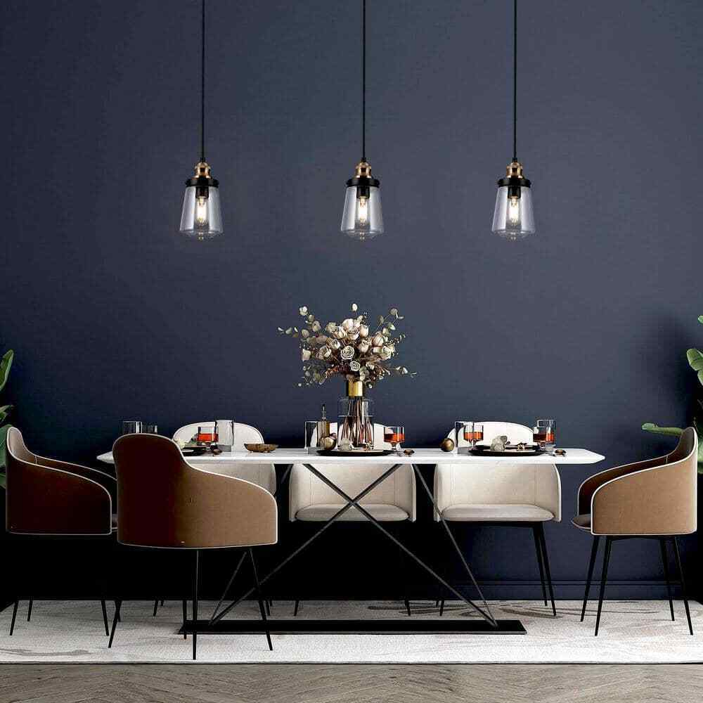 Uolfin Modern Kitchen Island Chandelier Pendant Light 1-Light Black and Brass