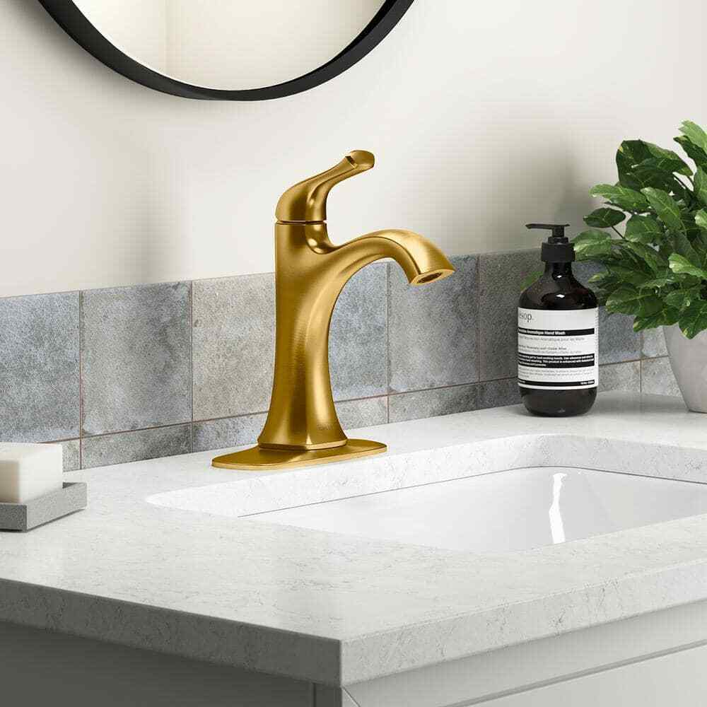 KOHLER Sundae Single Handle Single Hole Faucet in Vibrant Brushed Moderne Brass