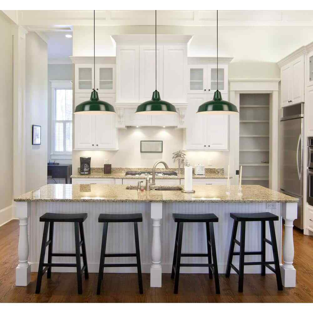 Hampton Bay 1-Light Hunter Green Warehouse Pendant with Metal Shade AF-1032R/GRN