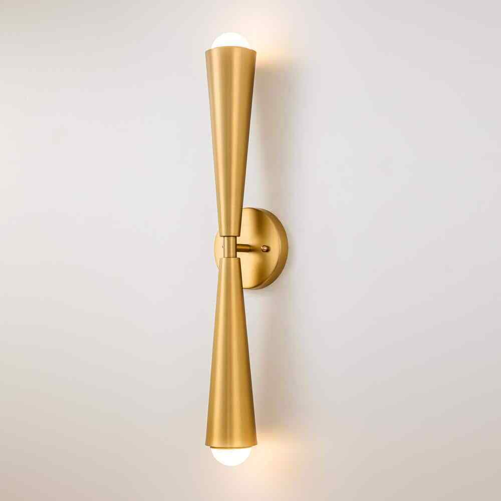 RRTYO Aaru Brass Up Down Cone Linear LED Bathroom Vanity Light Wall Sconce