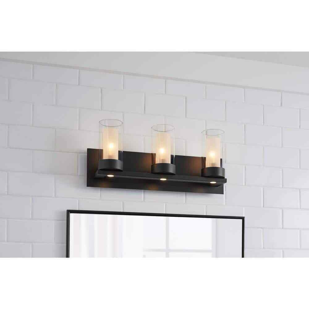 Home Decorators Samantha 3Light Matte Black LED Integrated Bathroom Vanity Light