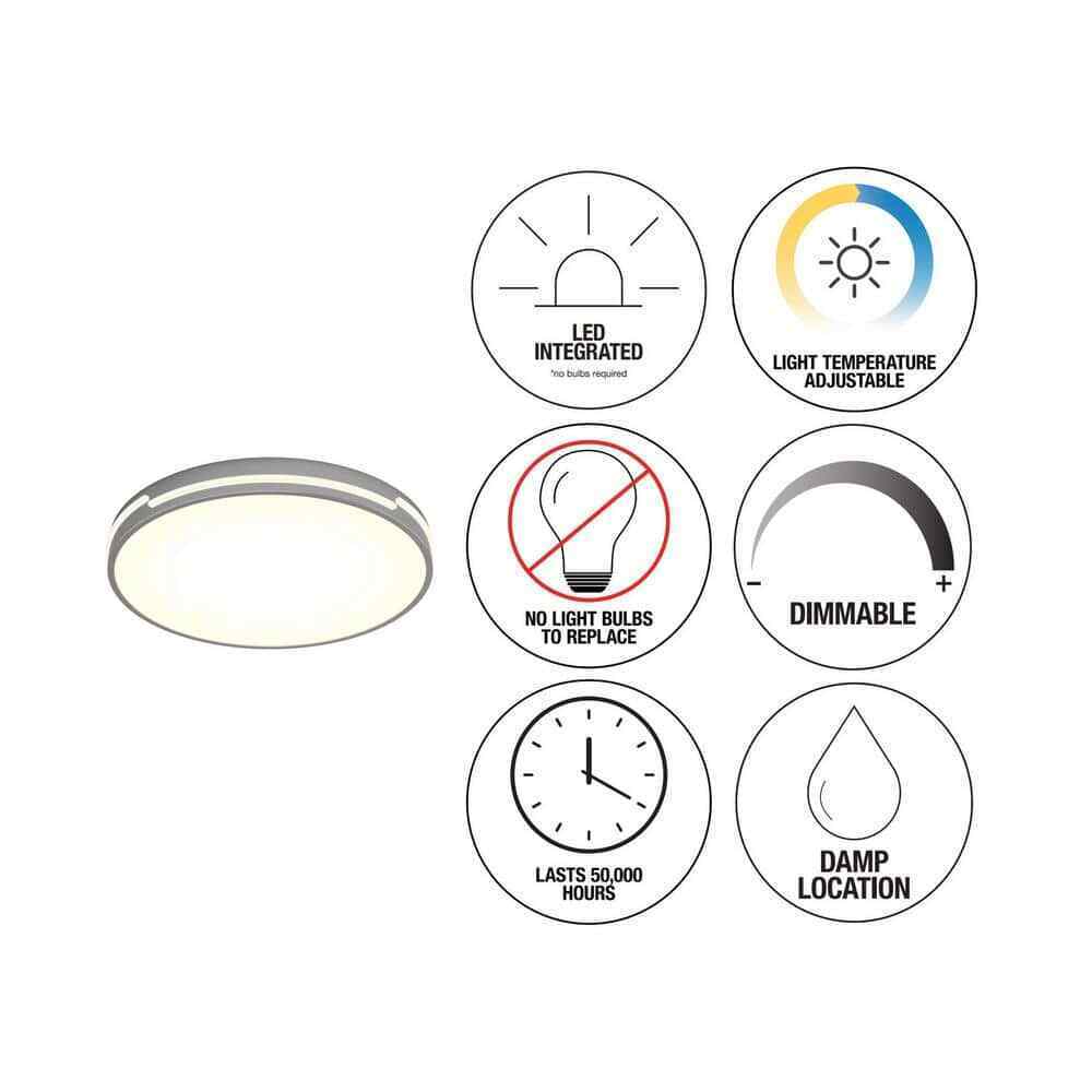 Artika Delray Modern Chrome LED 5 CCT Flush Mount Ceiling Light Fixture