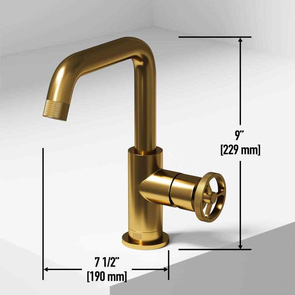 VIGO Cass Single Handle Single-Hole Bathroom Faucet in Matte Brushed Gold