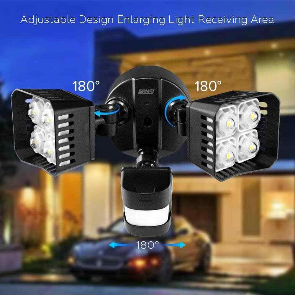 SANSI 30-Watt 3400 Lumens Black Motion Activated Outdoor LED 5000K Flood Light