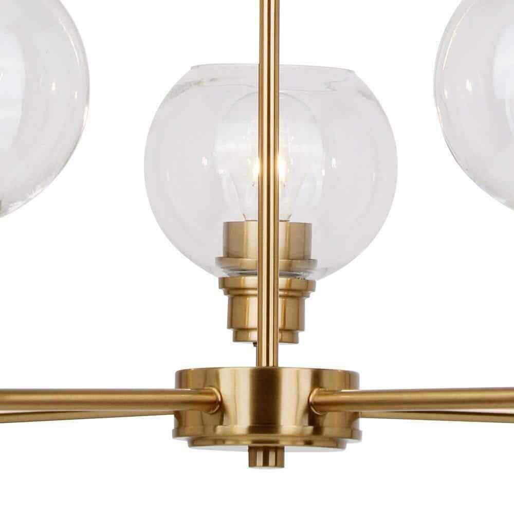 Hampton Bay Florabelle 3-Light Chandelier Antique Gold Clear Globe Glass Shades