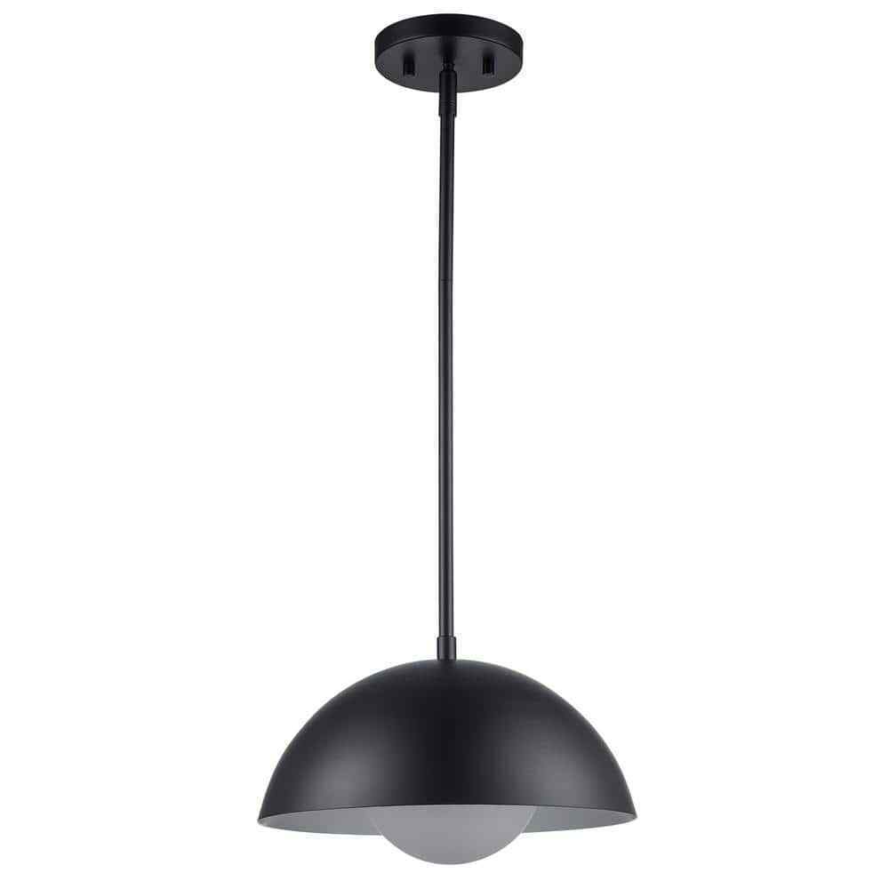 Bel Air Lighting Maureen 12". 1-Light Black Pendant Light Fixture w/ Metal Dome