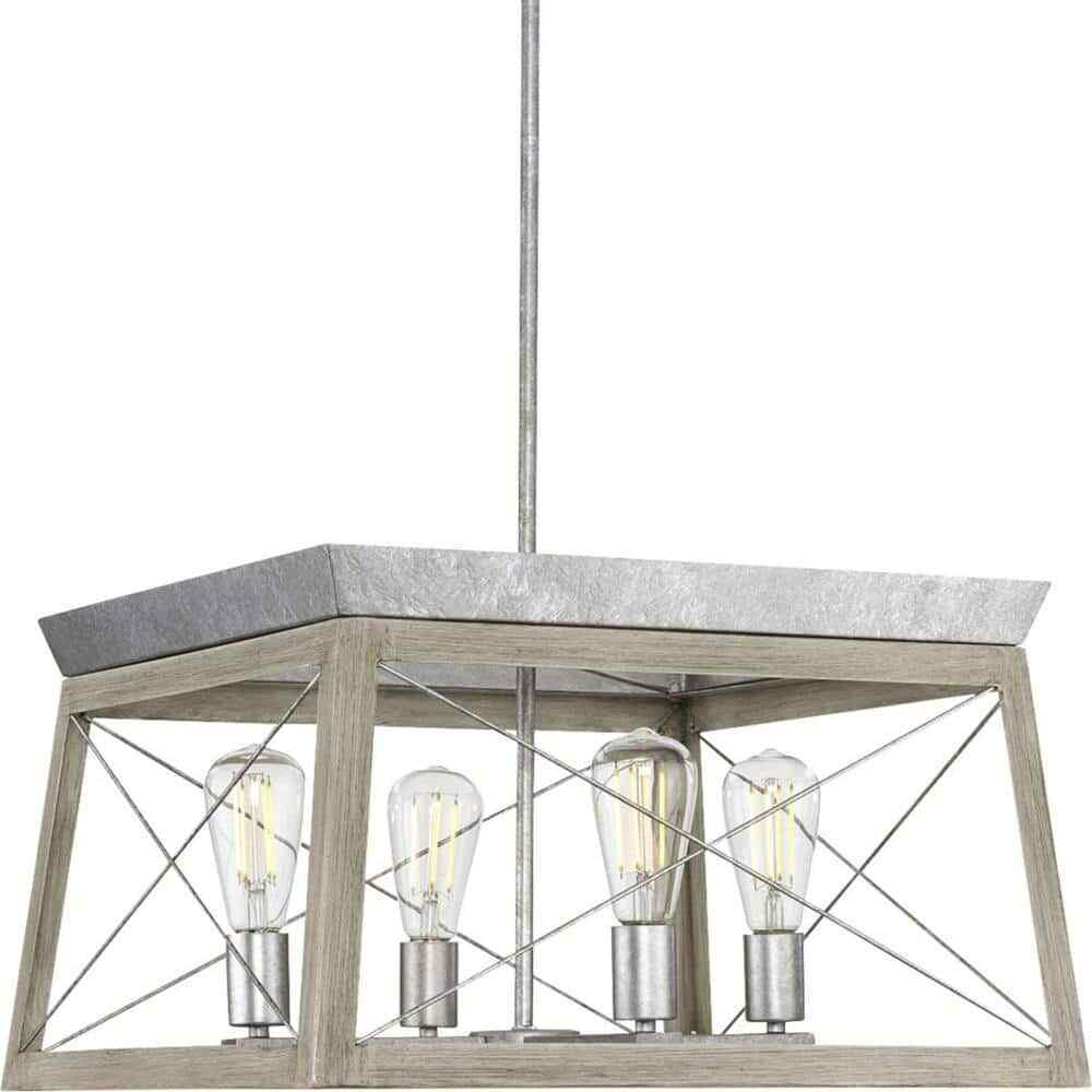 Progress Lighting Briarwood 4-Light Bleached Oak Farmhouse Chandelier Light