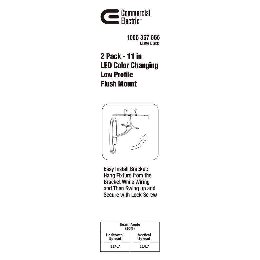 Commercial Electric Matte Black LED Flush Mount Low Profile Ceiling Light 2-Pack