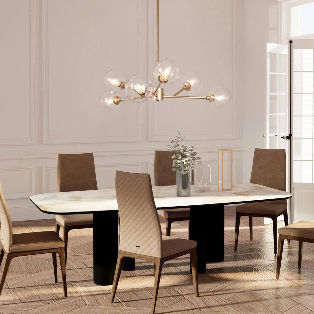 Uolfin Nova 30 in. 5-Light Wood and Black Farmhouse Island Chandelier