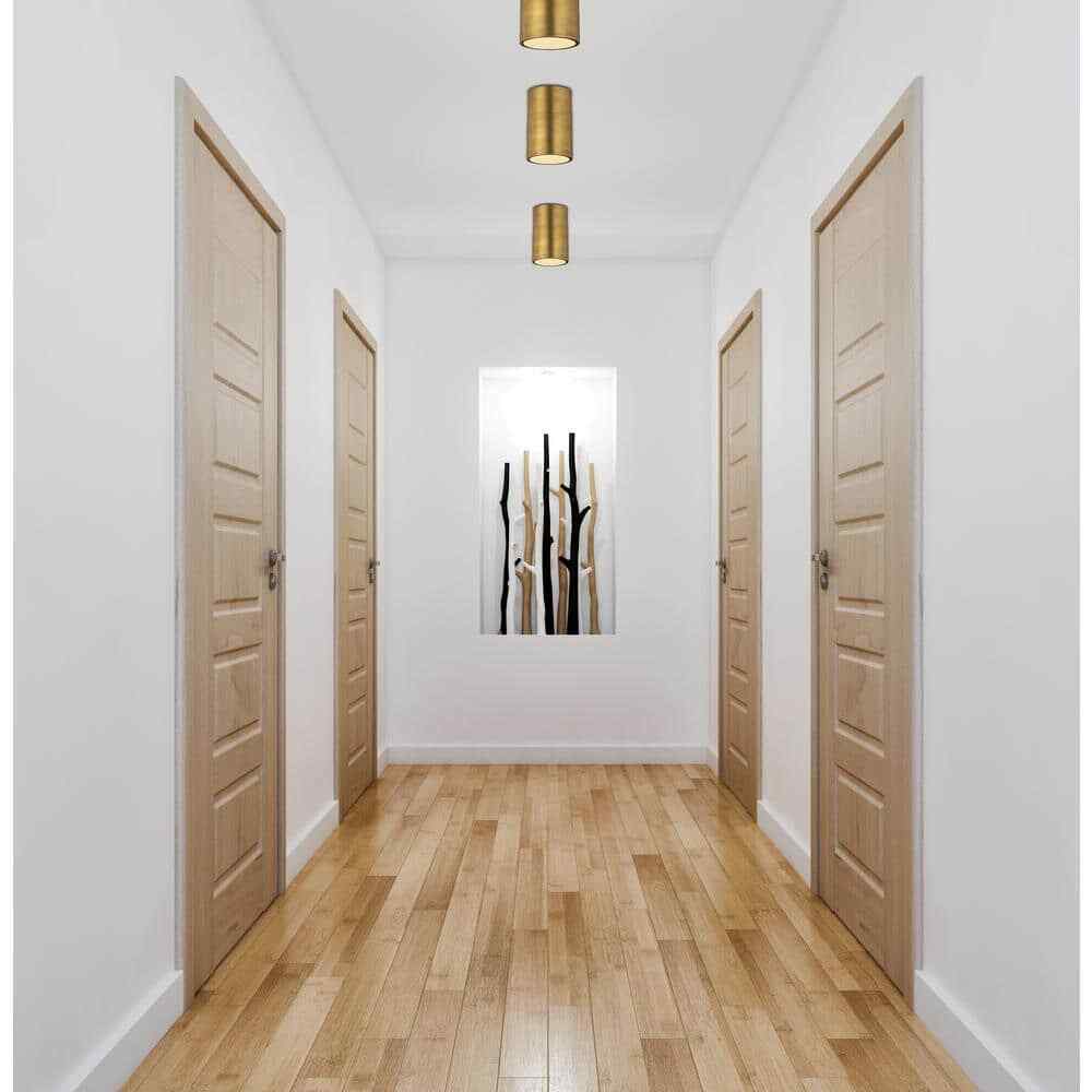Harley 5 in. 1-Light Rubbed Brass Flush Mount Ceiling Light Fixture 2302F1-RB