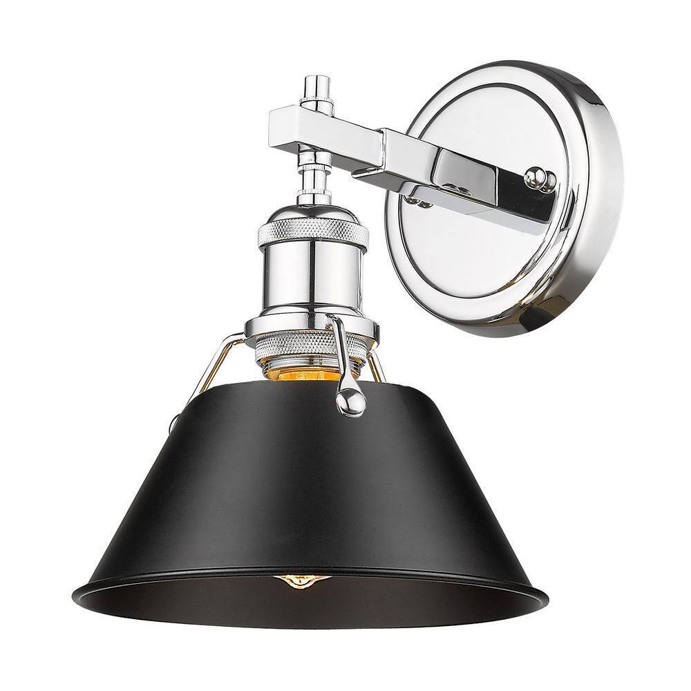 Golden Lighting Orwell 1-Light Chrome with Black Shade Bath Vanity