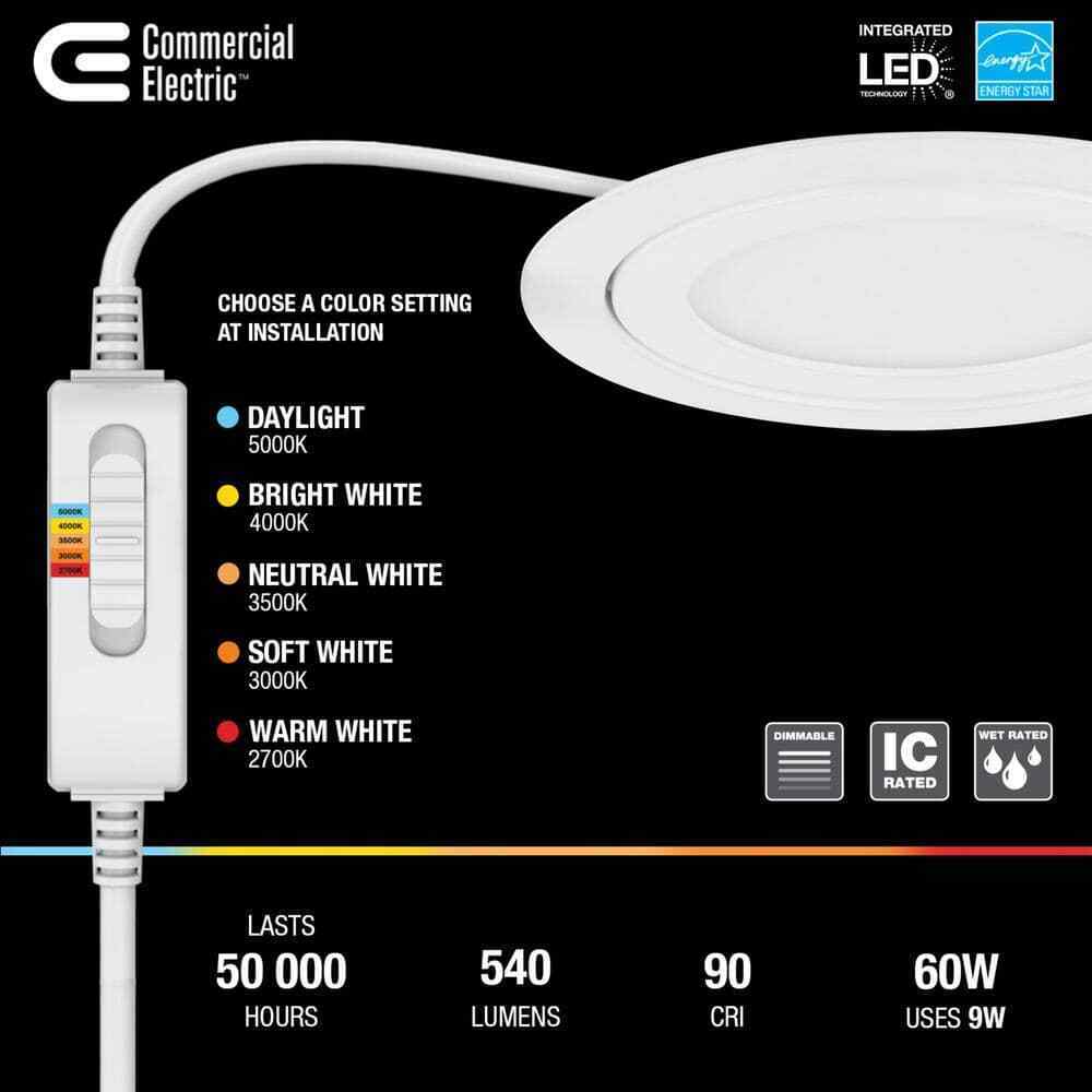 Commercial Electric Slim Directional 4 in. Canless Recessed LED Kit