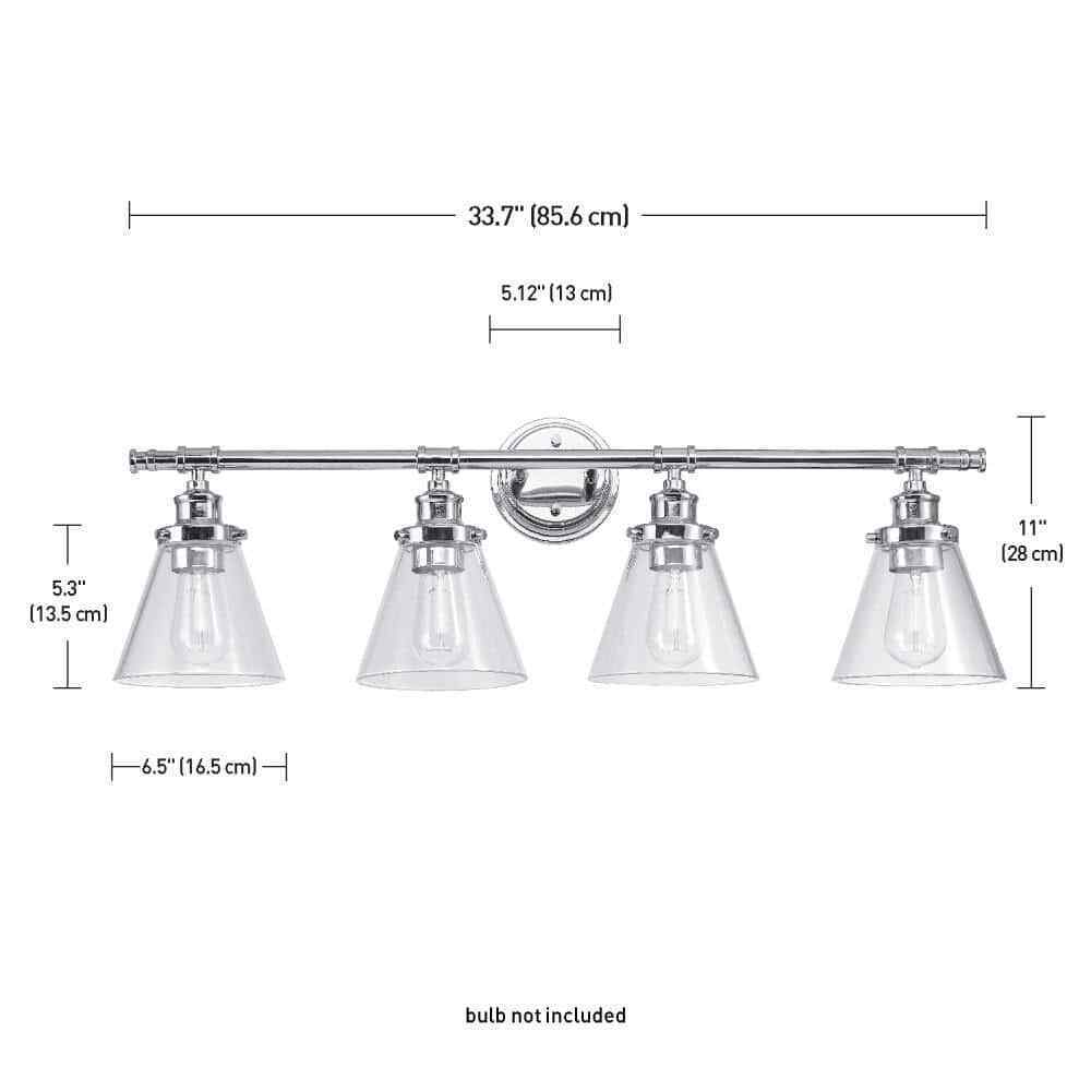 Globe Electric Parker 4-Light Chrome Vanity Light with Clear Glass Shades 51446