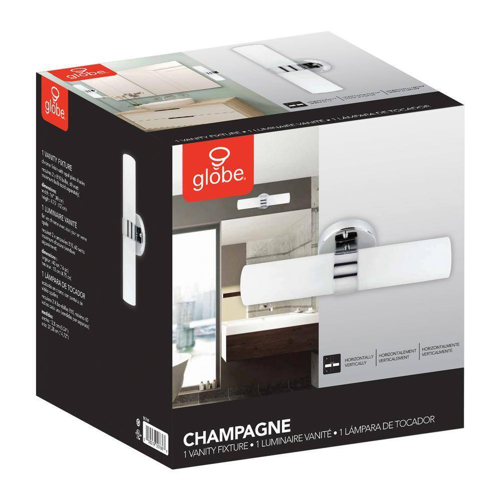 Globe Electric Champagne 2-Light Chrome Adjustable Bath Vanity Light 50769