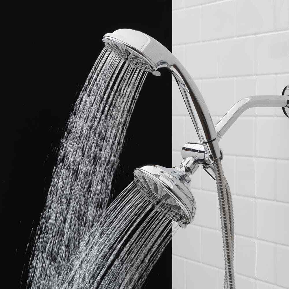Glacier Bay 6-Spray 5 in. Dual Wall Mount Handheld Shower Head 1.8 GPM in Chrome