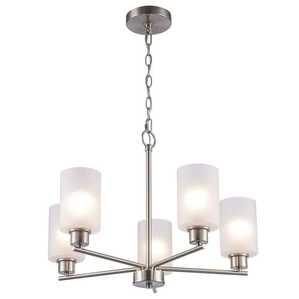 Monteaux Lighting Heath 5-Light Brushed Nickel Chandelier Light Fixture