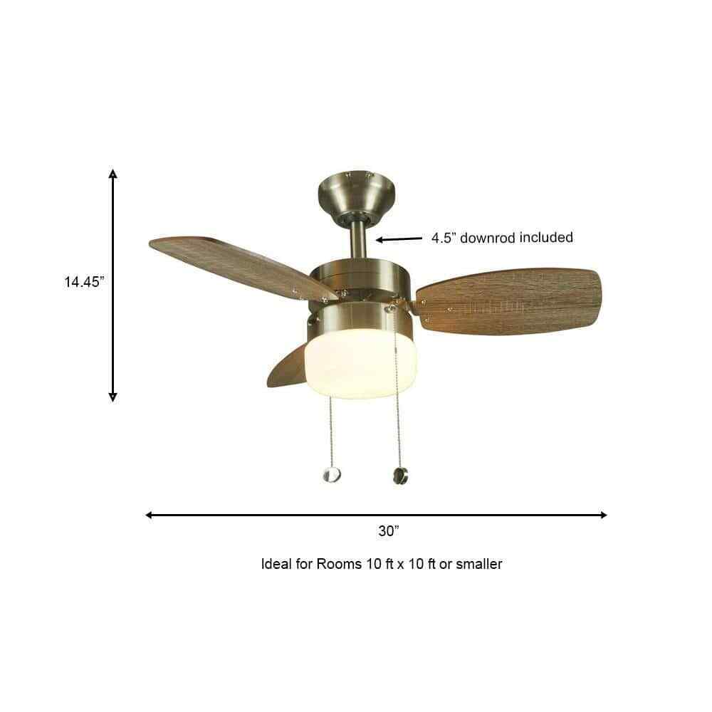 Triplicity 30 in. Indoor Brushed Nickel Ceiling Fan with Light DB30TBN-LP