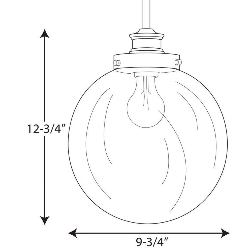 Progress Lighting Penn 9-3/4" 1-Light Polished Nickel Clear Glass Pendant Light