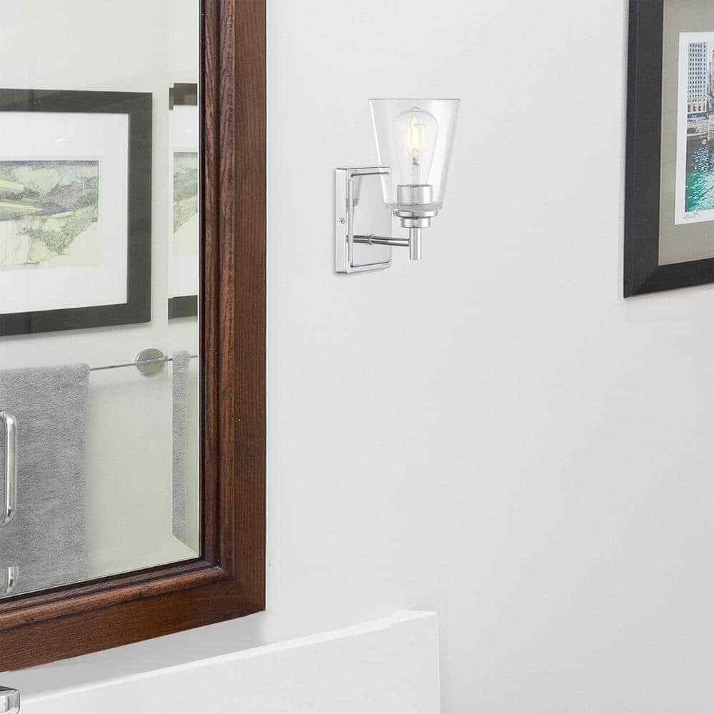 Hampton Bay Wakefield 5.25 in. 1-Light Chrome Modern Wall Mount Sconce Light