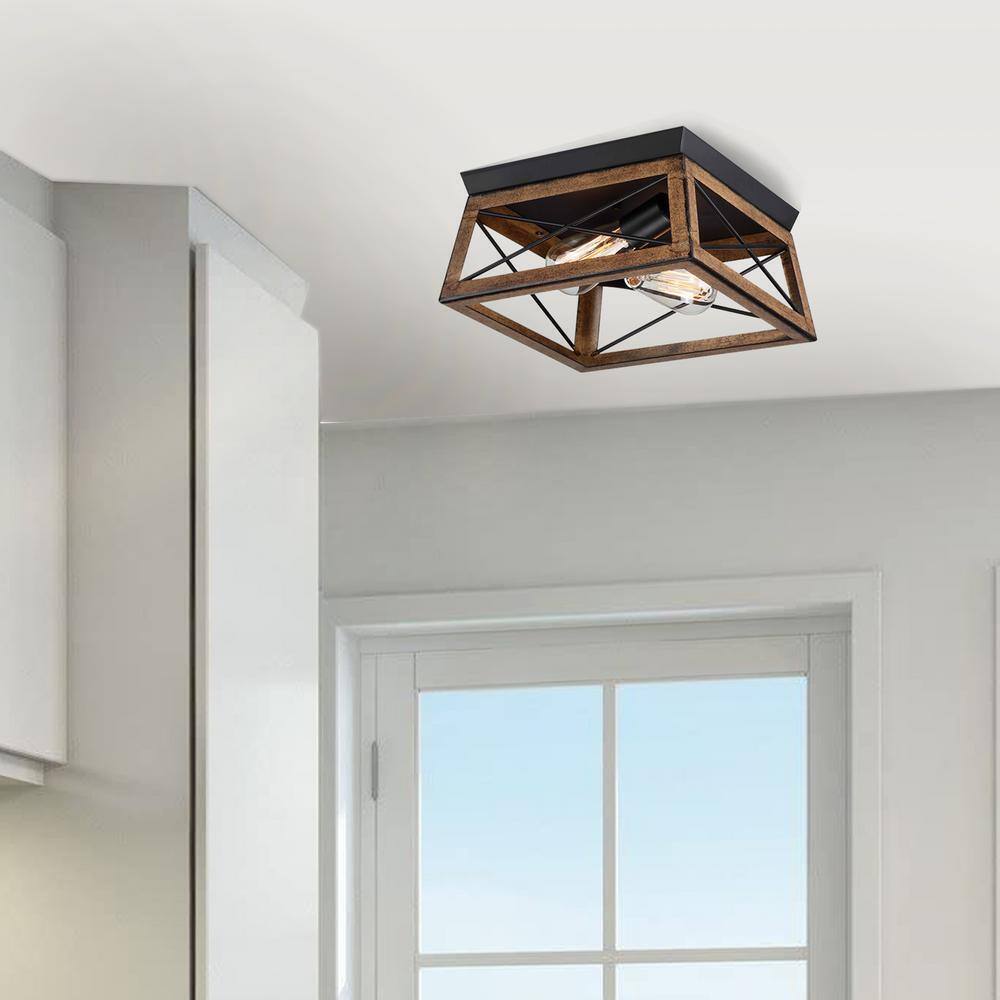 Hukoro Mousse 12 in. W. 2-Light Flush Mount with Matte Black Finish